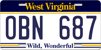 WV license plate OBN687