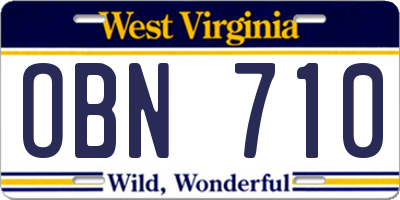 WV license plate OBN710
