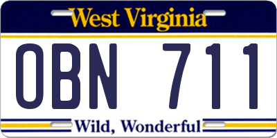 WV license plate OBN711