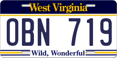 WV license plate OBN719
