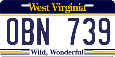 WV license plate OBN739
