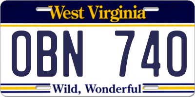 WV license plate OBN740
