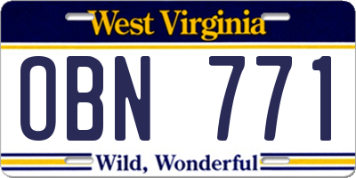 WV license plate OBN771