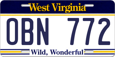 WV license plate OBN772