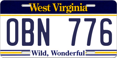 WV license plate OBN776
