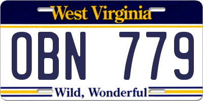 WV license plate OBN779