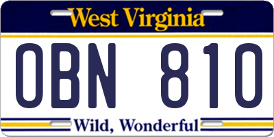 WV license plate OBN810
