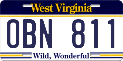 WV license plate OBN811
