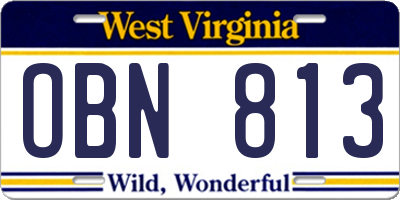 WV license plate OBN813