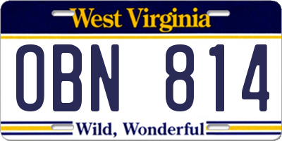 WV license plate OBN814