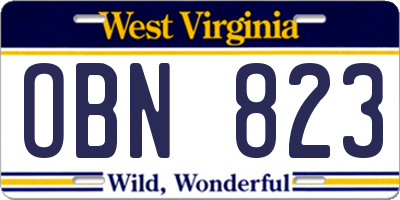 WV license plate OBN823