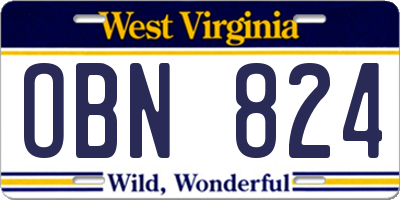 WV license plate OBN824