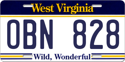 WV license plate OBN828