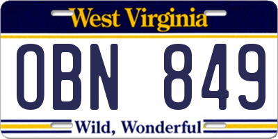 WV license plate OBN849