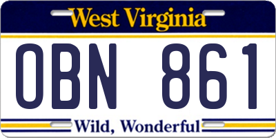 WV license plate OBN861
