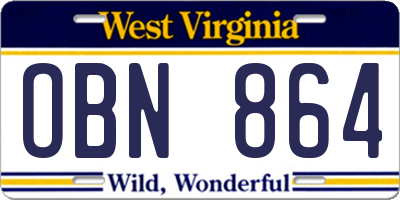 WV license plate OBN864