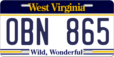 WV license plate OBN865