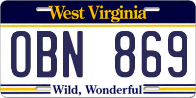 WV license plate OBN869