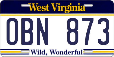 WV license plate OBN873