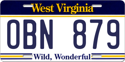 WV license plate OBN879