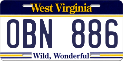 WV license plate OBN886