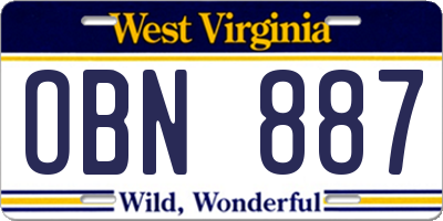 WV license plate OBN887