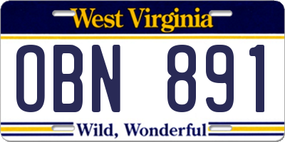 WV license plate OBN891