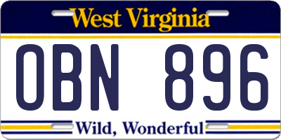 WV license plate OBN896
