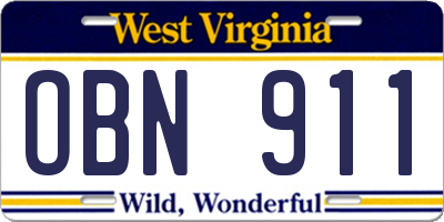 WV license plate OBN911