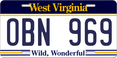 WV license plate OBN969