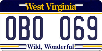 WV license plate OBO069