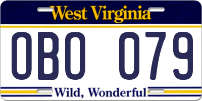 WV license plate OBO079