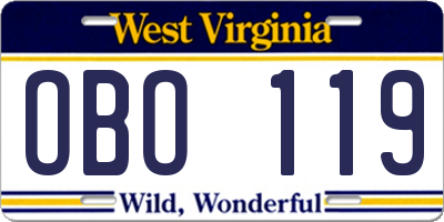 WV license plate OBO119