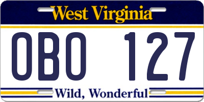 WV license plate OBO127