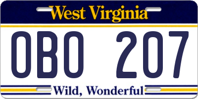 WV license plate OBO207