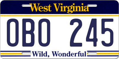 WV license plate OBO245