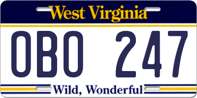 WV license plate OBO247