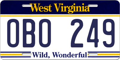 WV license plate OBO249