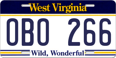 WV license plate OBO266