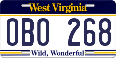 WV license plate OBO268