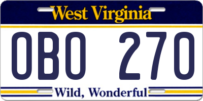WV license plate OBO270