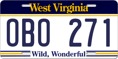 WV license plate OBO271