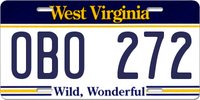 WV license plate OBO272