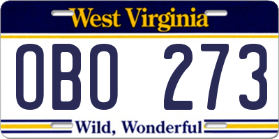WV license plate OBO273