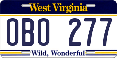 WV license plate OBO277