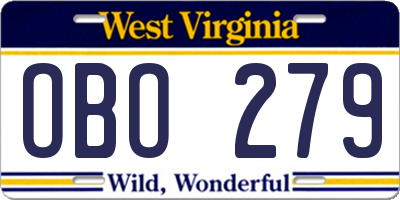 WV license plate OBO279