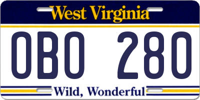 WV license plate OBO280