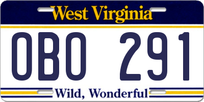 WV license plate OBO291