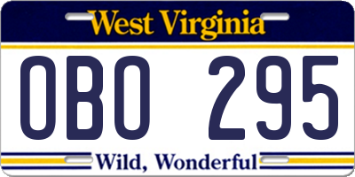 WV license plate OBO295
