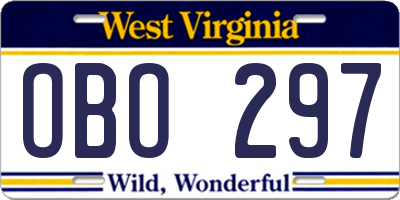 WV license plate OBO297